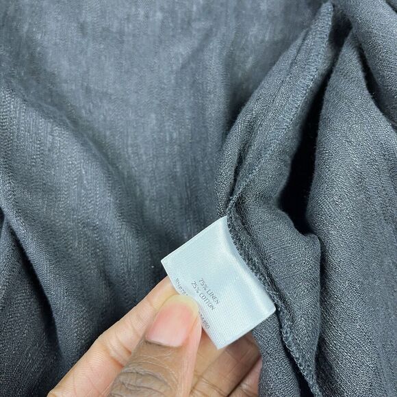 Eileen Fisher Linen Blend Cardigan Black Draped Open Front Sweater Jacket XS - Picture 8 of 10